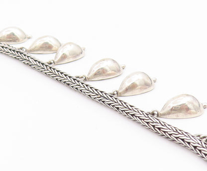 925 Sterling Silver Vintage Necklace Classic Foxtail Chain With Droplets  NE4891