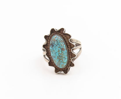 925 Sterling Silver Vintage Ring SOUTHWESTERN Cabochon Turquoise Sz 6 RG33917
