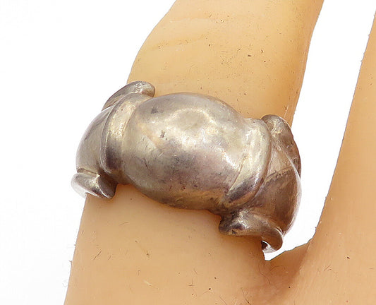 925 Sterling Silver Vintage Antique Dark Tone Dome Band Ring Sz 7 RG4633