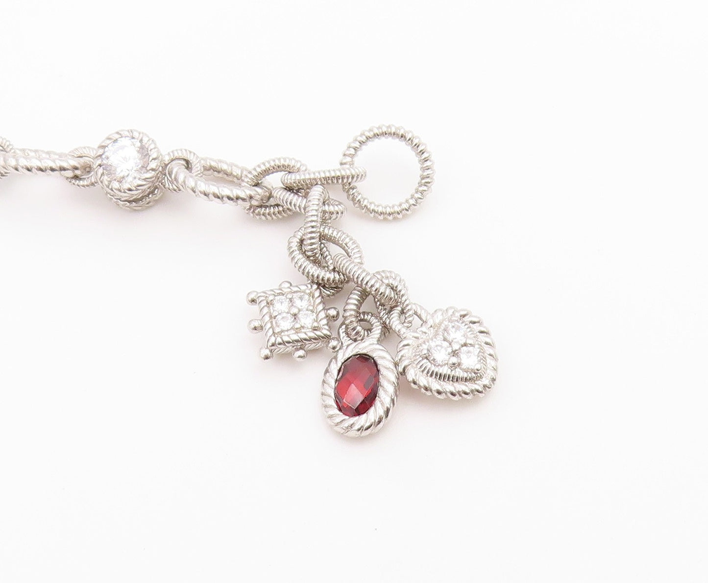 925 Sterling Silver Vintage Bracelet JUDITH RIPKA Multi Gemstone Chain  BT12224