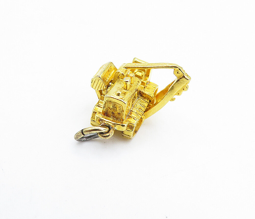 925 Sterling Silver  Vintage Shiny Petite Gold Plated Tractor Pendant  PT2968