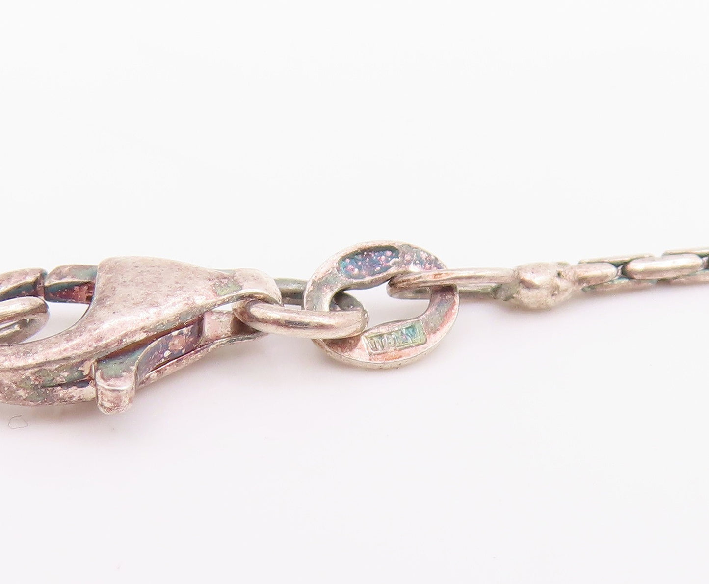 925 Sterling Silver Vintage Necklace Modernist Faceted Quartz Bead Chain  NE4804