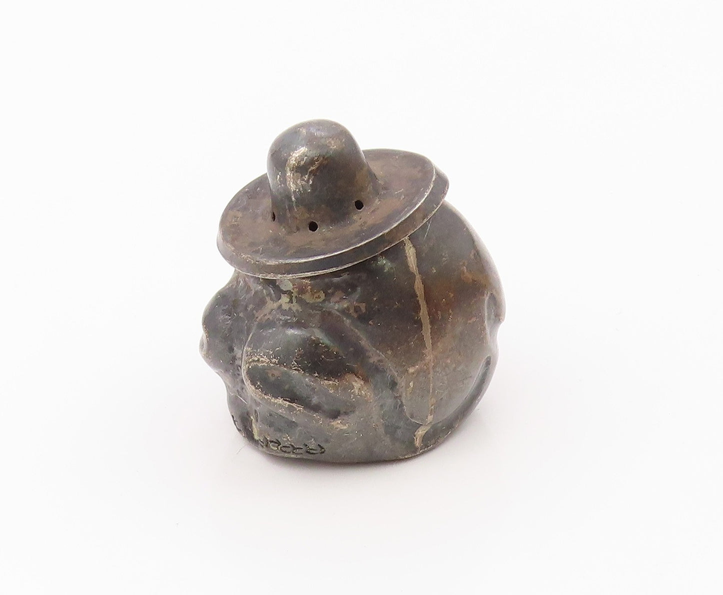 MEXICO 925 Sterling Silver Vintage Antique Puffy Man Salt Shaker  TR2970