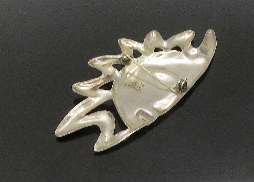 MEXICO 925 Sterling Silver  Vintage Shiny Half Sun Face Brooch Pin  BP8987