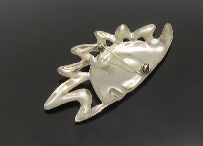 MEXICO 925 Sterling Silver  Vintage Shiny Half Sun Face Brooch Pin  BP8987
