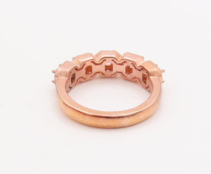 925 Sterling Silver Vintage Ring Rose Gold Plated Morganite & CZ  Sz 7  RG29830