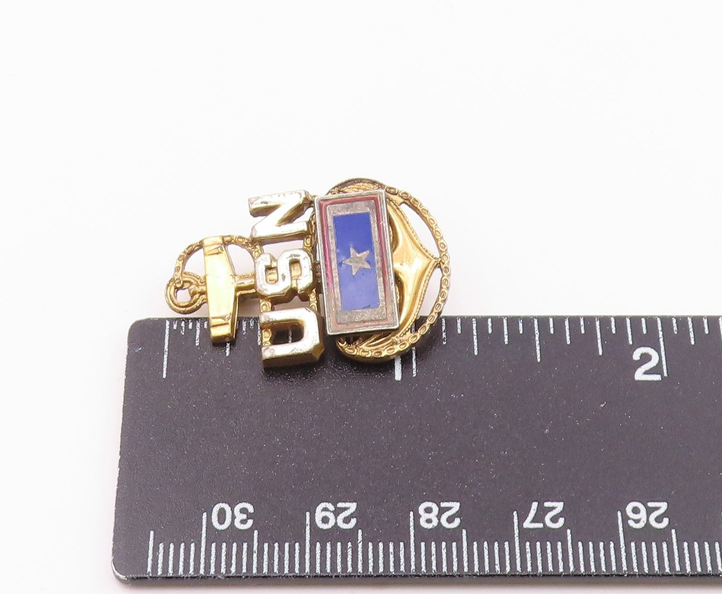 925 Sterling Silver  Vintage Two Tone US Navy Enamel Brooch Pin  BP9345