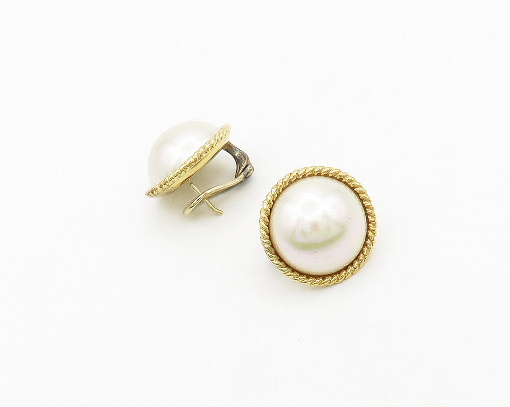 925 Sterling Silver  Vintage Pearl Dome Gold Plated Drop Earrings  EG9673