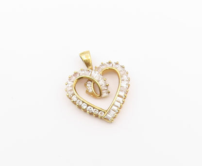 925 Sterling Silver  Vintage Topaz Gold Plated Love Heart Pendant  PT17466