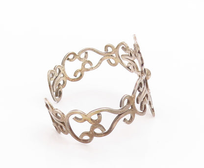 925 Sterling Silver Vintage Bracelet MEXICO Swirly Floral Design Cutout  BT11327