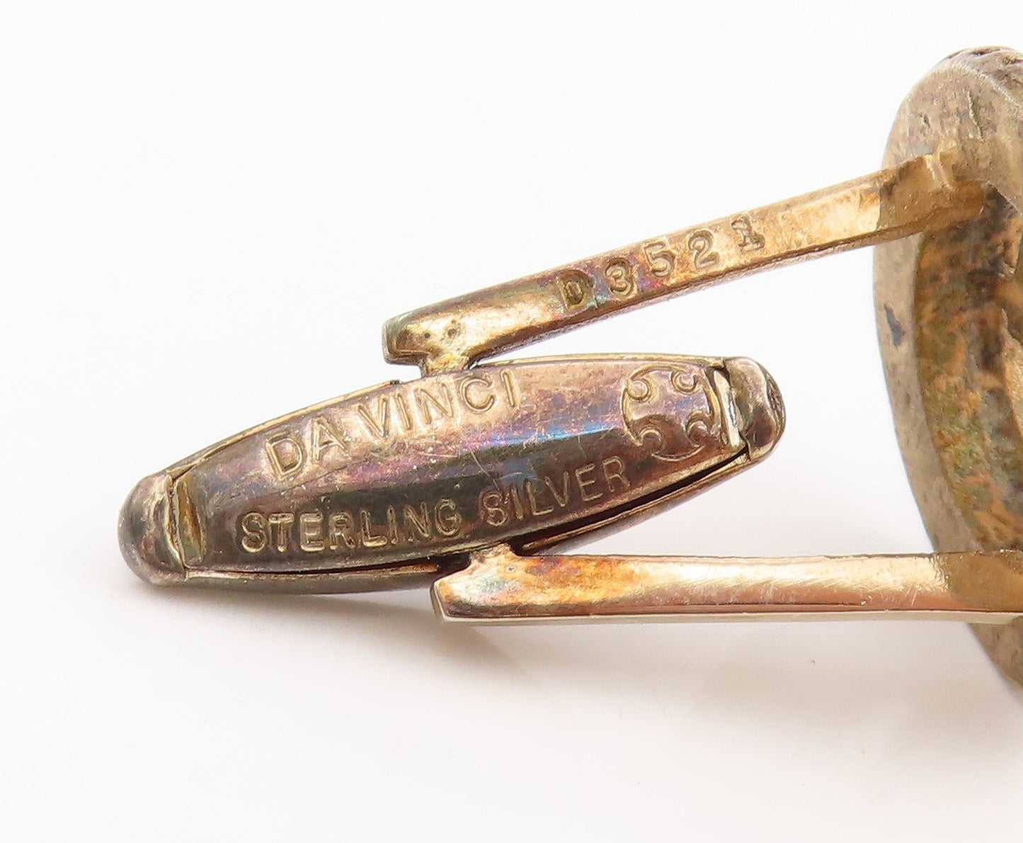 925 Sterling Silver Vintage Cuff Links DA VINCI Etched S & C Monograms  TR4050