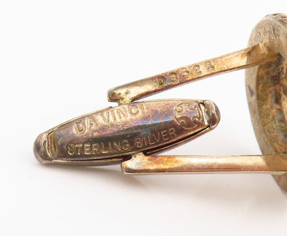 925 Sterling Silver Vintage Cuff Links DA VINCI Etched S & C Monograms  TR4050