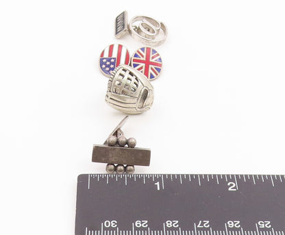 925 Sterling Silver Vintage Cufflinks Enamel Designer Single Pieces  TR4238