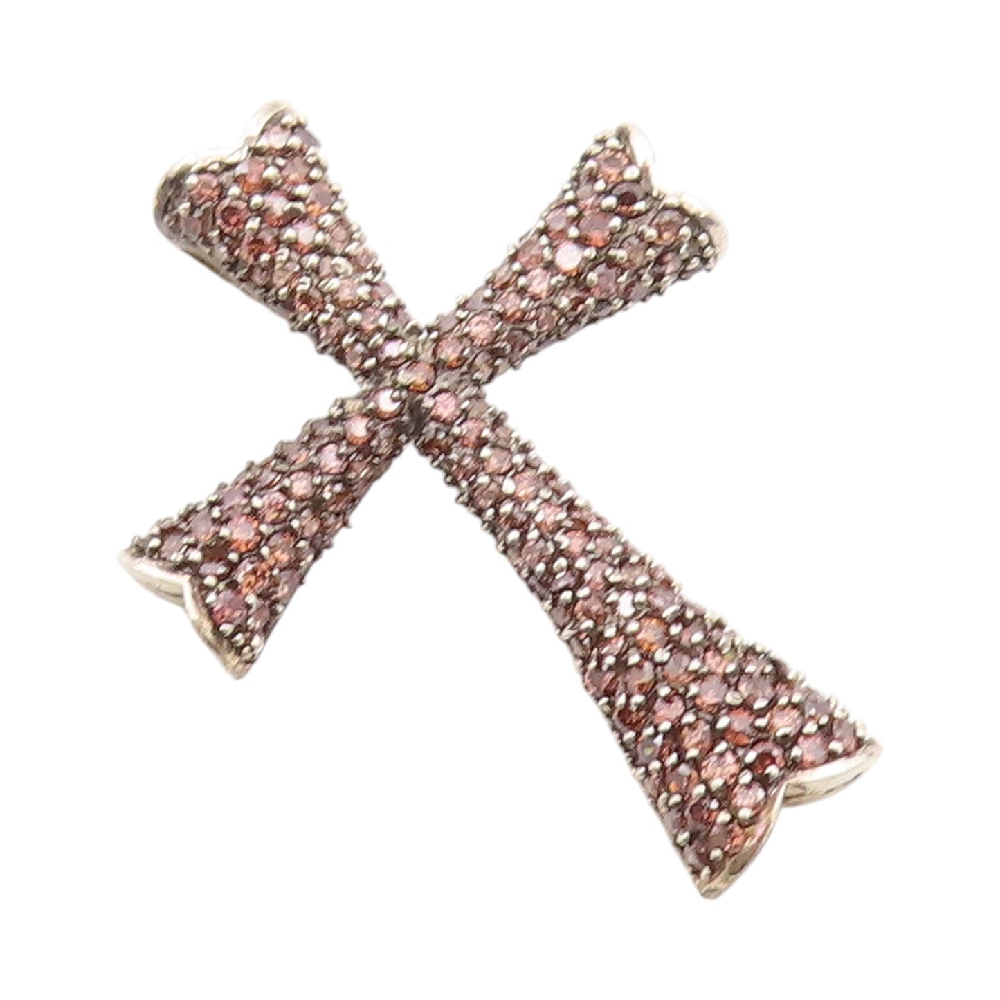 925 Sterling Silver Vintage Pendant Smoky Quartz Religious Cross  PT23962