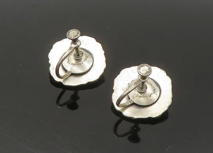 925 Sterling Silver  Vintage Antique Shiny Flower Non Pierce Earrings  EG10818