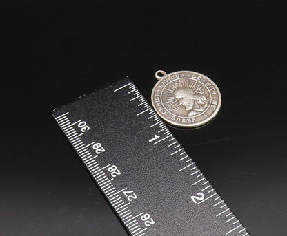 925 Sterling Silver Vintage Religious Jesus Christ Savior Medal Pendant  PT21838