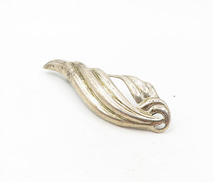 MEXICO 925 Sterling Silver  Vintage Fluted Wing Design Brooch Pin  BP3381