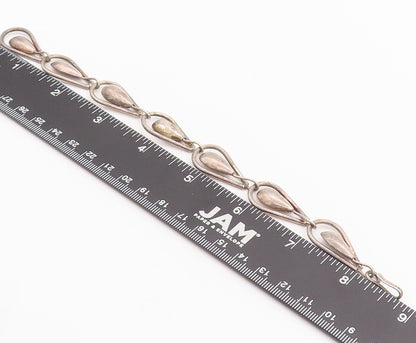 925 Sterling Silver Vintage Bracelet MEXICO Solid Double Drop Shape Link BT10301
