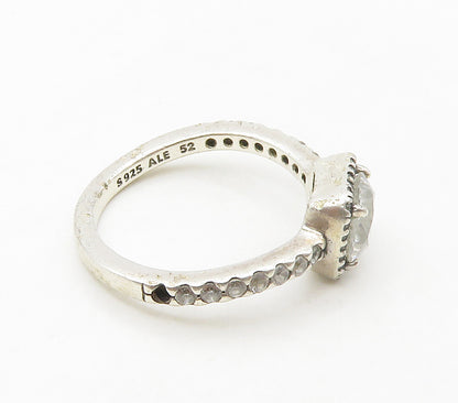 PANDORA 925 Silver  Vintage Cubic Zirconia Solitaire Accent Ring Sz 6  RG16704