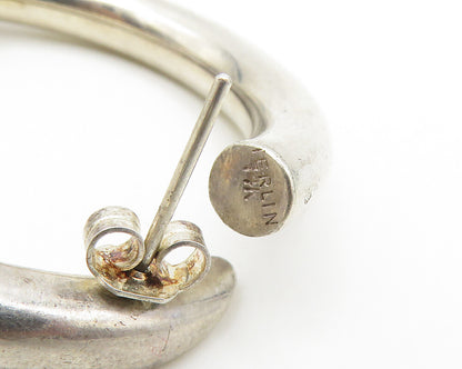 925 Silver & 14K GOLD  Vintage Shiny Two Tone Wrapped Hoop Earrings  EG9154