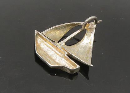 925 Sterling Silver  Vintage Shiny Smooth Sail Boat Motif Pendant  PT18331