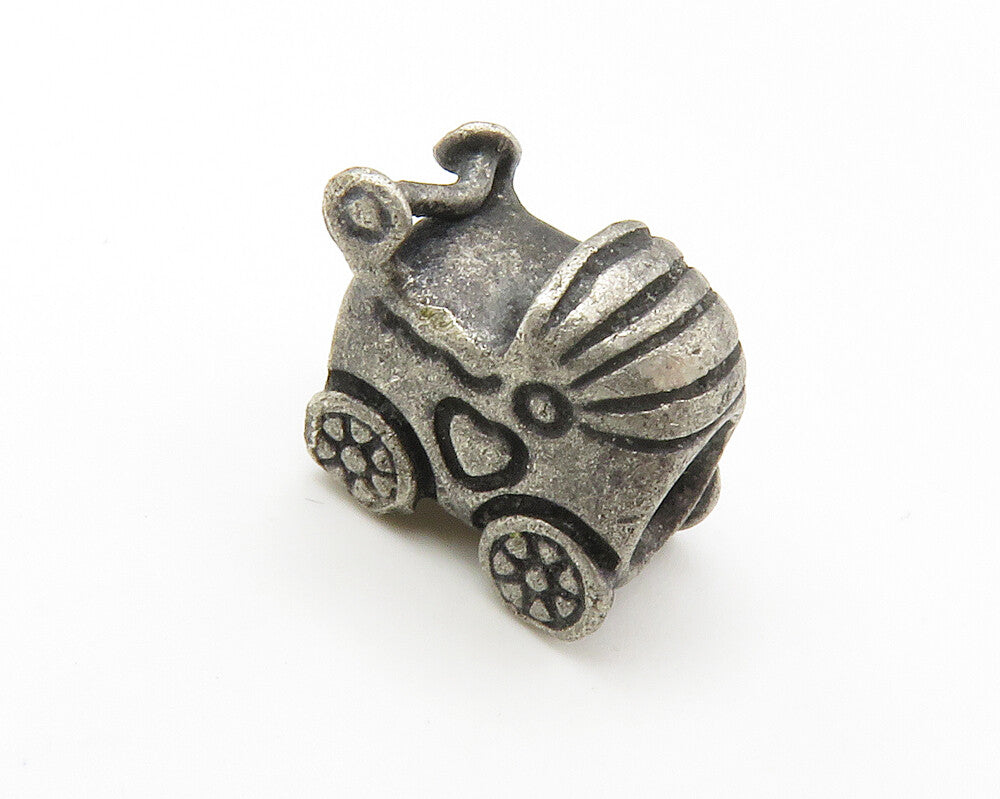 PANDORA 925 Sterling Silver   Vintage Petite Baby Carriage Pendant  PT11543