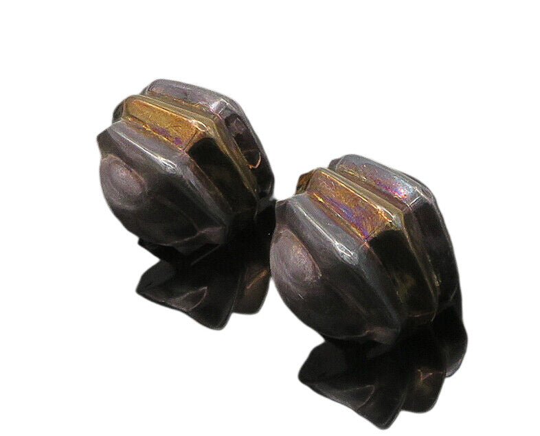 925 Sterling Silver  Vintage Dark Tone Hollow Non Pierce Earrings  EG10821
