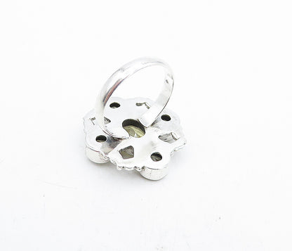 925 Sterling Silver  Vintage Yellow Topaz Swirl Cocktail Ring Sz 9.5  RG5597