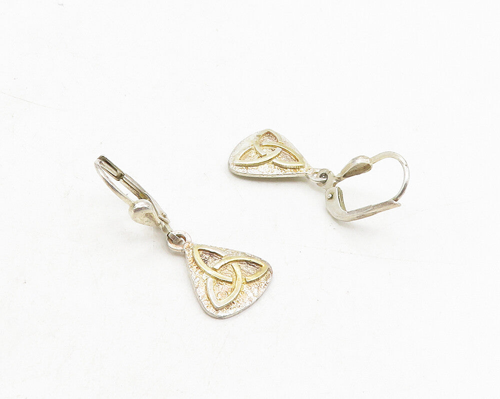 925 Sterling Silver  Vintage Petite Raised Celtic Knot Dangle Earrings  EG5250