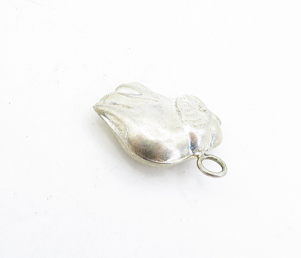 925 Sterling Silver  Vintage Shiny Petite Hollow Elephant Drop Pendant  PT3337