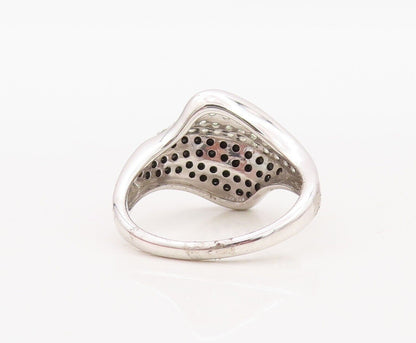 925 Sterling Silver Vintage Ring Designer White Sapphire & Spinel  Sz 7  RG30040