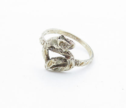 925 Sterling Silver Vintage Shiny Etched Snake Motif Band Ring Sz 8 RG5814