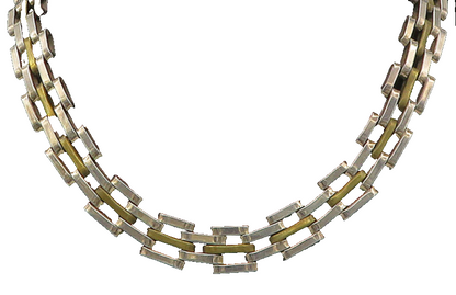 MEXICO 925 Sterling Silver  Vintage Shiny Hinge Link Chain Necklace  NE2744