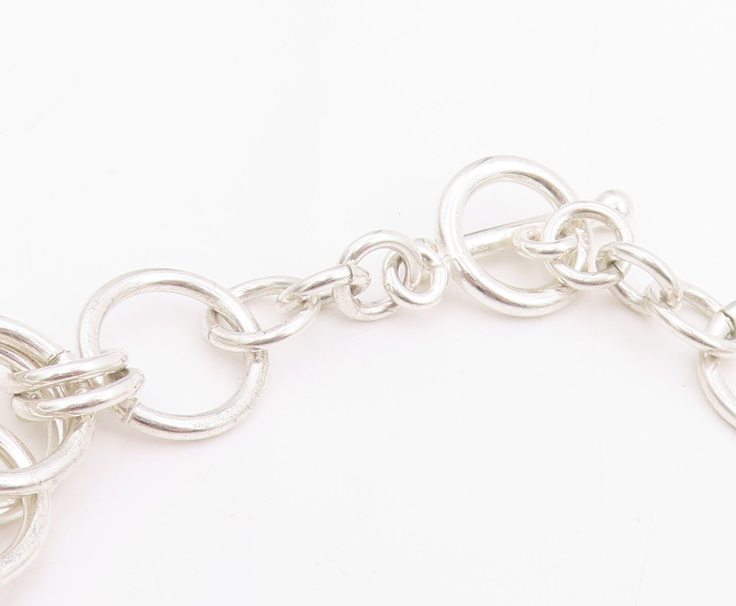 925 Sterling Silver Vintage Necklace Brutalist Interlinked Rings Cutout  NE4457