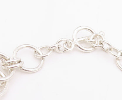 925 Sterling Silver Vintage Necklace Brutalist Interlinked Rings Cutout  NE4457