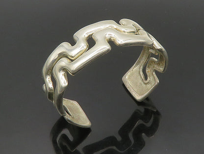 ESPO SIG 925 Silver  Vintage Shiny Open Wavy Design Cuff Bracelet  BT9318