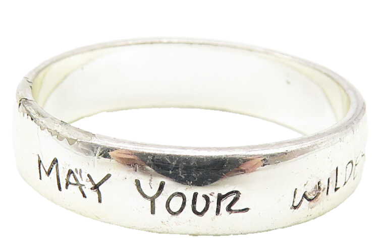 925 Sterling Silver  Shiny May Your Dreams Come True Band Ring Sz 8  RG10904