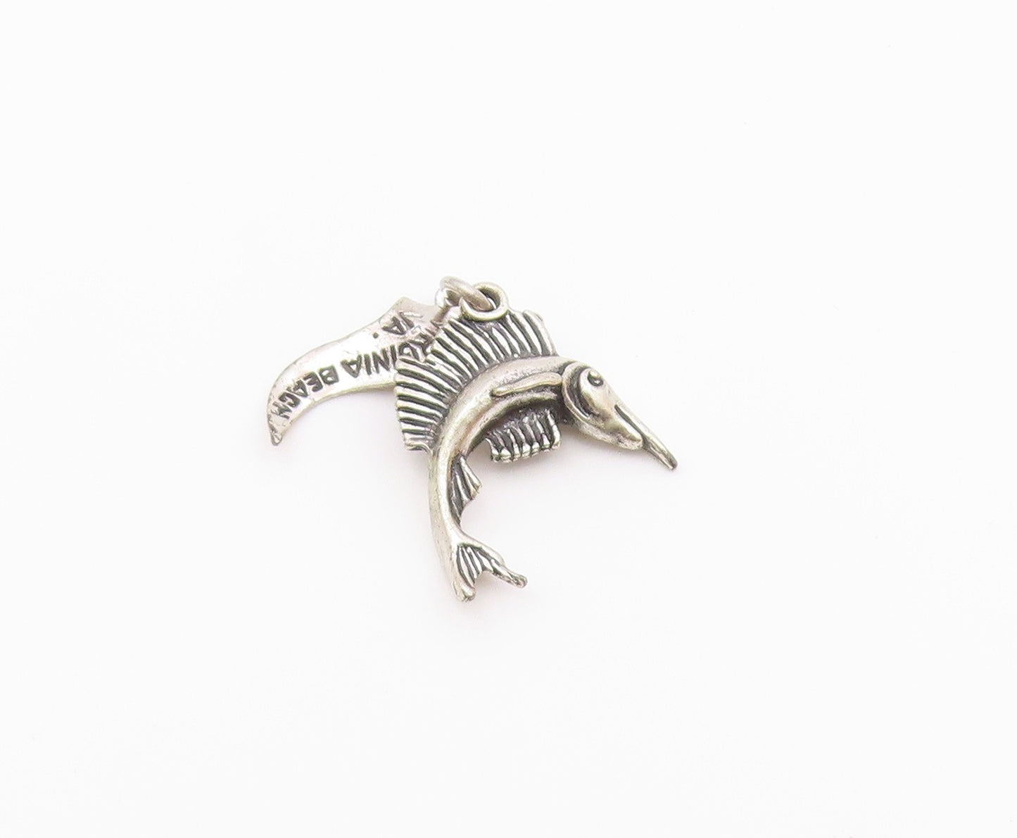 925 Sterling Silver  Vintage Virginia Beach Swordfish Charm Pendant  PT21782