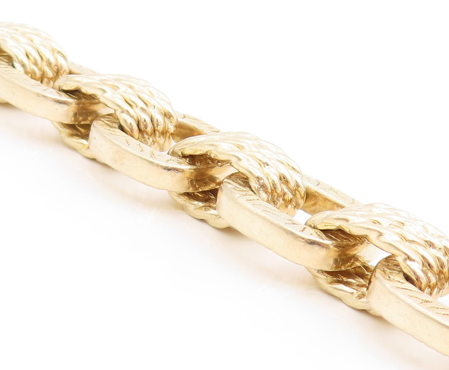 925 Sterling Silver Vintage Bracelet Gold Plated Cutout Square & Rings  BT10982