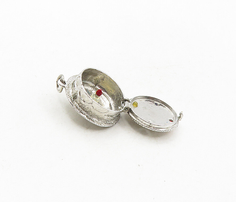 925 Sterling Silver  Vintage Topaz Happy Birthday Cake Pendant (OPENS)  PT7003