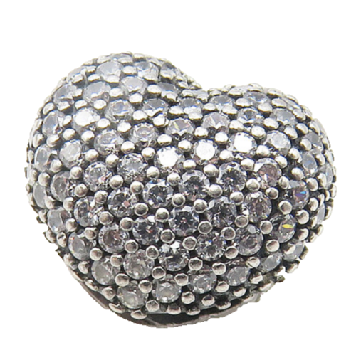 PANDORA 925 Silver  Vintage Cubic Zirconia Love Heart Slide Pendant  PT8863