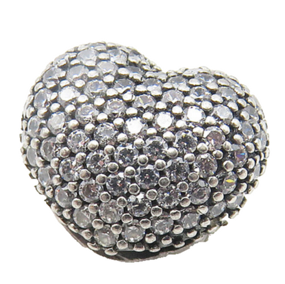 PANDORA 925 Silver  Vintage Cubic Zirconia Love Heart Slide Pendant  PT8863