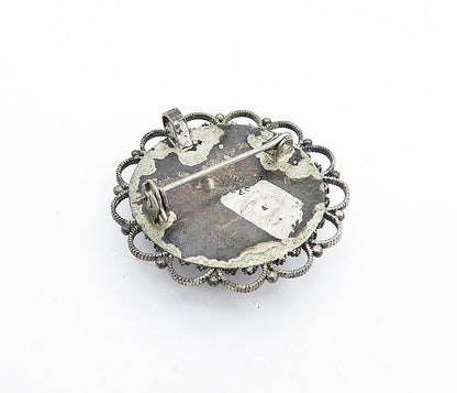 ISRAEL 925 Sterling Silver  Vintage Eilat & Petite Pearls Brooch Pin  BP1412