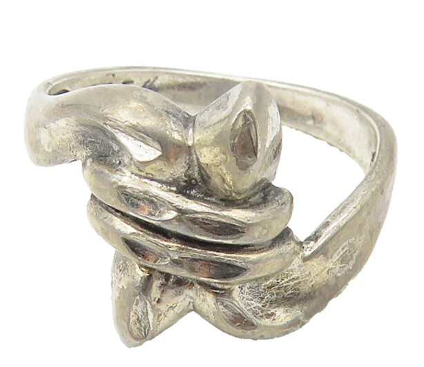 925 Sterling Silver  Vintage Dark Tone Diamond Cut Band Ring Sz 7  RG10816
