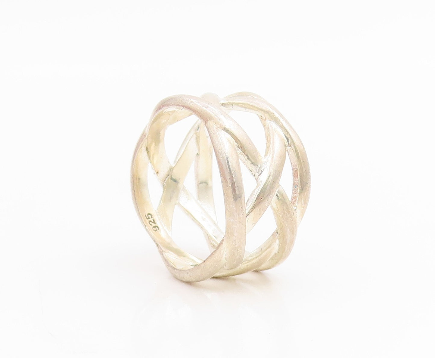 925 Sterling Silver Vintage Ring Openwork Celtic Knot Wide Band  Sz 7  RG34848