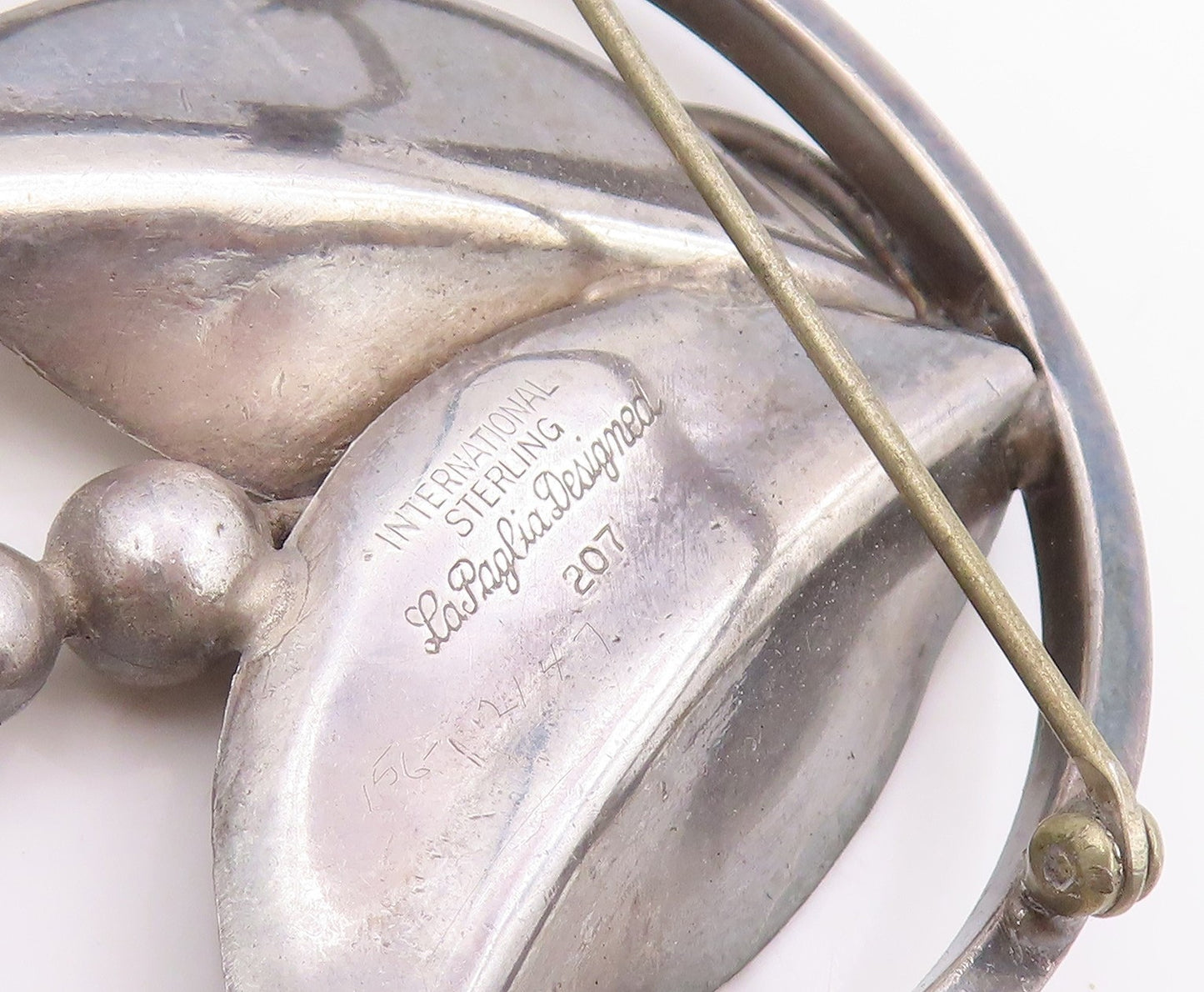 925 Sterling Silver Vintage Brooch Pin LA PAGLIA Classic Leaf & Berries  BP12396