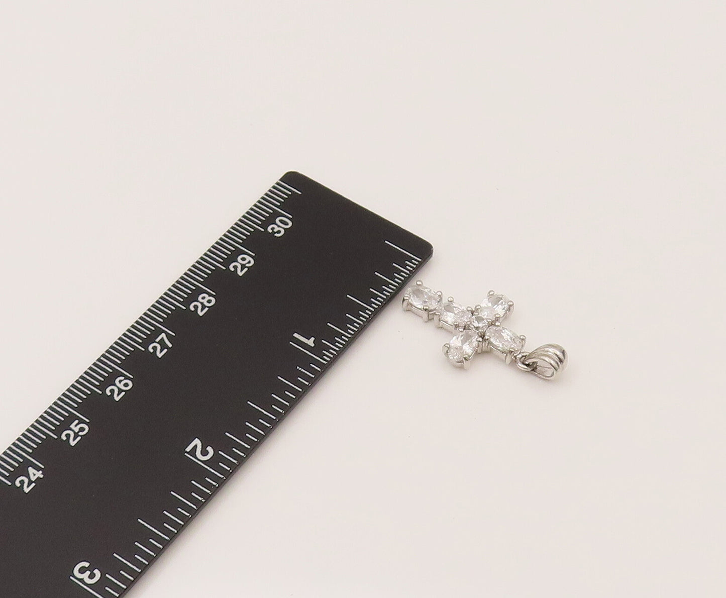 925 Silver  Vintage Dancing Cubic Zirconia Religious Cross Pendant  PT21945