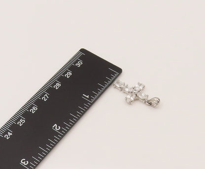 925 Silver  Vintage Dancing Cubic Zirconia Religious Cross Pendant  PT21945