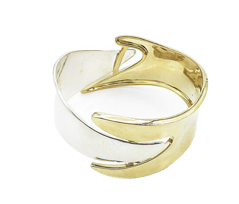 RLM STUDIO 925 Sterling Silver  Vintage Polished 2 Tone Bangle Bracelet BT2709