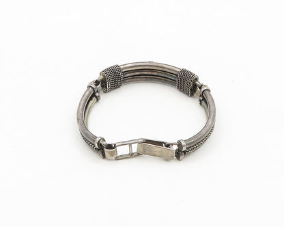 BALI 925 Silver  Vintage Dark Tone Wheat Detail Bar Chain Bracelet  BT7505